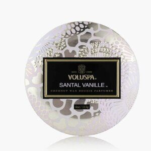 Voluspa Santal Vanille Mini Tin Candle 4oz/113g Warm Vanilla Sandalwood Scent
